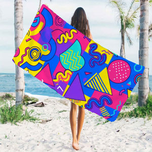 90s Memphis Shapes Beach Towels Ultra Lightweight Quick Drying Super Absorbent Summer Essential Fast-Drying Towel for Beach