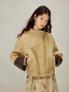 INMAN | Retro Khaki Stand Collar Work Style Jacket Loose Short