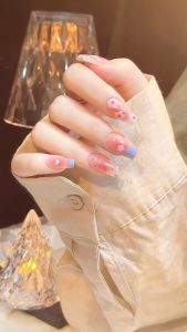 Manikur mata kucing manikur kembang api ungu yang mempesona sederhana dan modis fake nail kuku palsu + lem nail art