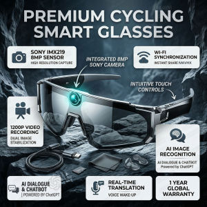 GUHUAVMI | Outdoor Sports AI Smart Glasses 1200P Video Camera WiFi Translate Bluetooth Call Polarized Sunglasses Anti-Shake Driving Eyewear