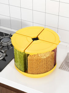 Food Grade Rotatable Divided Rice Tub Moisture Proof Bug Resistant Sealed Storage Box for Household Grain And Legume Storage