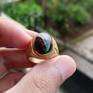 Cincin Batu Akik Edong pancawarna Elegan