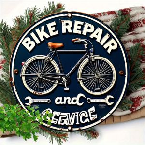 CIFbuy | CIFbuy Vintage Bike Repair Wall Art Metal Sign Chống Thấm Nước Bền Bỉ Chống Gỉ Mảng Tròn Để Trang Trí Nhà Để Xe