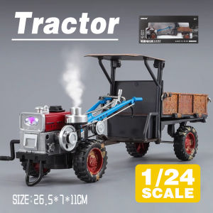 LEO 1:24 Retro Hand-Pulled Tractor Spray Version Diecast Model Car Alloy Cars Toys Collection Gift For Kids Boy Girl