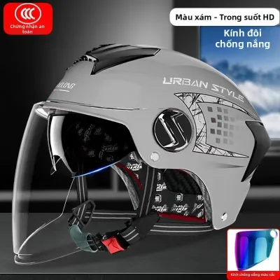 Mũ Bảo Hiểm Nửa Đầu Đôi Mái Chống Nắng 3C Certified