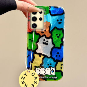 Korean Colorful black Line Cats Women Girl Phone Case For Samsung Galaxy S24 S22 S23 S25 Edge S21 Plus S20 FE Ultra Shell Cover