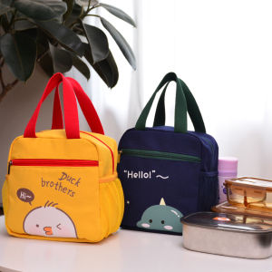 Fashionable Canvas Thermal Lunch Box Bag New High Aesthetic Value Cute Bento Bag Aluminum Foil Insulated Handbag for Work