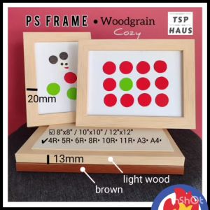 4R|5R|6R|8R|A4|10R|11R|12R Light Wood Natural Brown PS Photo Frame Wall hanging for weddingcertificatephotosgraduationfamily Bingkai gambar相框
