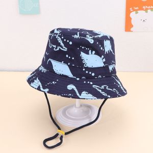 T.I - Topi Anak Laki Navy Dino Printing Bucket Hat Import