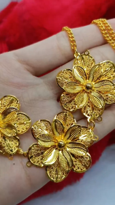 Grosir Kalung Dan Liontin Motif Bunga Mewah Terbaru Xuping Aksesoris Fashion Berlapis Emas 24K Gold Necklace