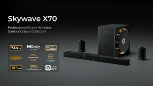 ULTIMEA Skywave Series 7.1.4ch Soundbar Dolby Atmos Soundbar with Subwoofer 360° Surround sound Fulll mmersive Experience Home Theater 980W