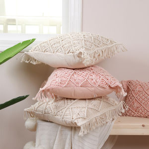 Zh vỏ gối dệt thủ công dây cotton vỏ đệm sofa nút thắt dây thừng trang trí nhà sang trọng nhẹ (không có ruột gối)