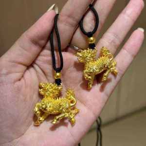 Bronze Gold Plated Pendant Necklace Men Women Style 3D Ethnic Trendy New Chinese Design Unique Hanging Decoration