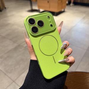 AO.HU | Fluorescent Green Litchi Texture Magnetic Phone Case