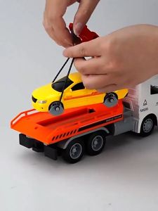 Đồ chơi xe cứu hộ ô tô có rơ móc xoay chuyển kèm nhạc và đèn chạy đà