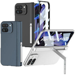 for Google Pixel 10 Pro Fold Case 2025 with Built-in Glass Screen Protector & Kickstand & Hinge Protection All-Inclusive Protection Anti Scratch Hard Plastic Shockproof Phone Case for Google Pixel 9 Pro Fold Case 2024