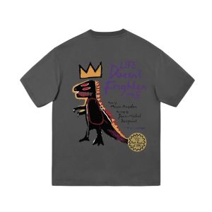 Fashion Trend Brand Oversize Dinosaur Graffiti Round Neck Short Sleeve T-shirt 2024 Summer Hip Hop Mens And Womens New Tops