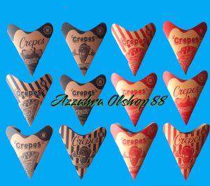 KERTAS TEMPAT MAKAN CREPES / WADAH CREPES / KEMASAN LEKER / DUS CREPES