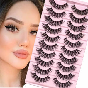 10 Đôi Mi Giả Mềm Mại Tự Nhiên Kiểu Mink Dạng Dải Trong Suốt Dành Cho Salon 1cm-1.5cm