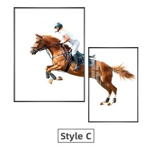 Luxury Modern Minimalist Black and White Equestrian Decorative Wall Art