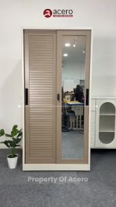 Acero Furniture - Lemari Besi Sliding 2 Pintu | Lemari Pakaian & Lemari Baju Minimalis | Full Plat Besi Kokoh Awet & Elegan WB-2 120 cm Series
