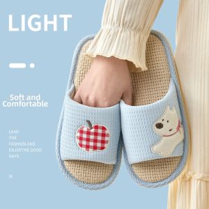 NAIFUNA | Cute Non-slip Odor-proof Soundless Sweat-absorbent Breathable Flax Slippers