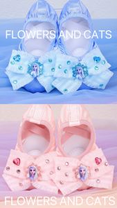 Girls Ballet Dance Shoes Soft Bottom Princess Flats Childrens Dancing Shoes Blue Ballet Slippers Floral Cats Brand Sport Fitness