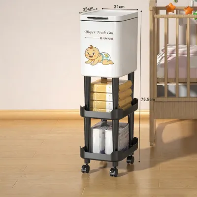 HANSHILIUJIA | Baby Diaper Pail Mobile Odor Prevention Trash Bin