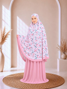 Telekung Floral Premium Dewasa Nyaman Adem Syari Motif Floral Anggun dan Menawan 100% Nyaman Lengan Lebar Adegan