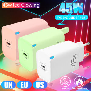 【OPPZAN】Type-C 45W Fast Charger Colorful Mobile Phone Chargers USB C Charging Plug Universal EU/US/UK Adapter for IPhone Samsung Huawei OPPO