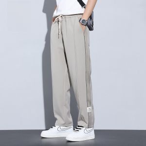 ROMON | Lormen Mens Casual Pants Summer Thin Loose Straight Leg Wide Leg Sports Sweatpants Ice Silk Long Trousers Trendy