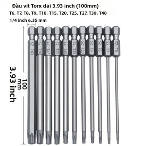 Bộ Mũi Vặn Vít An Toàn Chống Phá Hoại Bằng Thép S2 Kèm Đầu Nối Từ Tính Đầu Lục Giác T5 T40 Dùng Cho Máy Khoan Điện