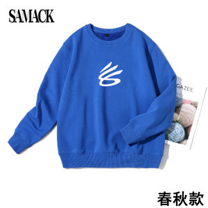 Curry Logo round Neck Fleece Lined Basketball Mens Base Shirt Large Size Sweatshirt Casual Loose Fit Antimicrobial Print