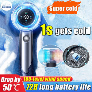 [so cold]Mini Fan Rechargeable Portable 6000mah Brushless Motor Handheld Fan Fast Charging Turbo Jet Fan Level Adjustment Visual Wind Speed Power Display Long Battery Life For Commuting To Work And Outdoor Sports Digital Display