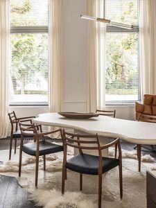 Nordic Style White Cloud Shaped Dining Table Office Meeting Desk Irregular Form Creative Design Assembly Required Solid Wood