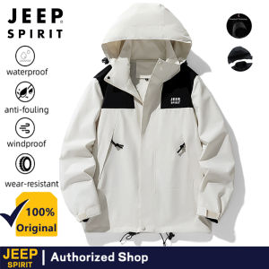 JEEP SPIRIT Autumn Mens Mountaineering Jacket Windproof and Waterproof Fabric Hiking Leisure Couple Outdoor Jacket Men