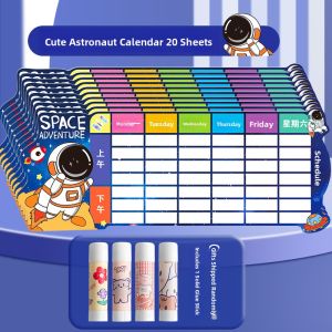 MONLEYTA | Portable Hard Card Class Schedule Elementary School Kindergarten Plan Table Pencil Box Storage Cartoon Subject Timetable Record Card