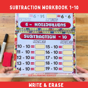 Write & Wipe Subtraction Workbook | Erasable Math Practice for Kids 4–6