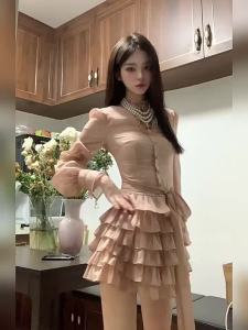 CHANGTONG | French Elegant Style Petite Fit Flared Waisted Dress