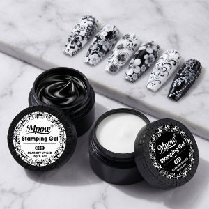 Mpow 1/2pcs 15g Black White Stamping Gel Polish Transfer Nail Art for Plate Design Semi Permanent Soak Off UV LED Manicure Tool