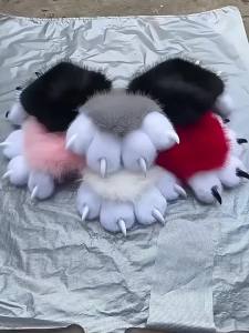 1/2 Chiếc Mèo Lòng Bàn Tay Paw Sang Trọng Găng Tay Động Vật Lông Găng Tay Cho Cosplay Hoạt Hình Mô Phỏng Ấm Áp Mùa Đông Găng Tay Trang Phục Phụ Kiện