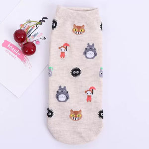 Japanese Anime Cartoon Grey Cat Socks Cute Calcifer Short Socks Jiji Socks Birthday Gifts For Girls Size Eu35-40