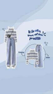 One Set 2in1 | Croptop Salur + Celana Jeans Highwaist | - KA127