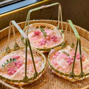 Handheld Bamboo Basket Wild Mountain Style Hot Pot Dining Utensils Mushroom Crispy Meat Green Grape Tofu Snack Basket