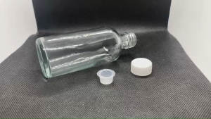 ขวด 120 มล.(12ใบ) แก้ว กลม  + ฝาหมุน#22mm