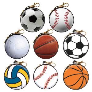 Ball Shaped Zipper Purse Small Purse Cartoon Change Wallet Zip Bag Boys Women