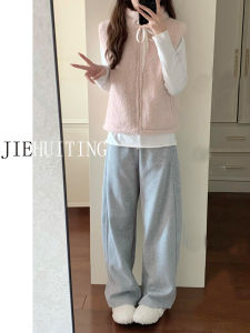 High Waist Wide Leg Pants Loose Fit Extended Length Light Grey Casual Sweatpants for Taller Women 175 Spring New Arrivals