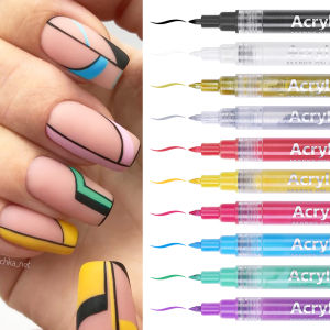 BORN PRETTY 1 Pc Nail Art Graffiti Pen Black Gold Color UV Gel Polish Design Dot Painting Drawing Pen Liner Brush Nail DIY Flower Tools