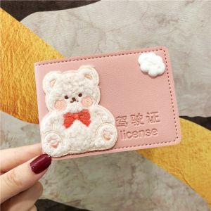 Cute Cartoon Bear Car License Protective Cover for Women Personalized Driving License Holder Car Accessories Female Model