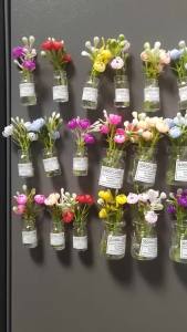8pcs Mini Glass Bottle Flower Vases Fridge Magnets Big Small Sizes for Refrigerator Decoration Home Kitchen DIY Ornaments